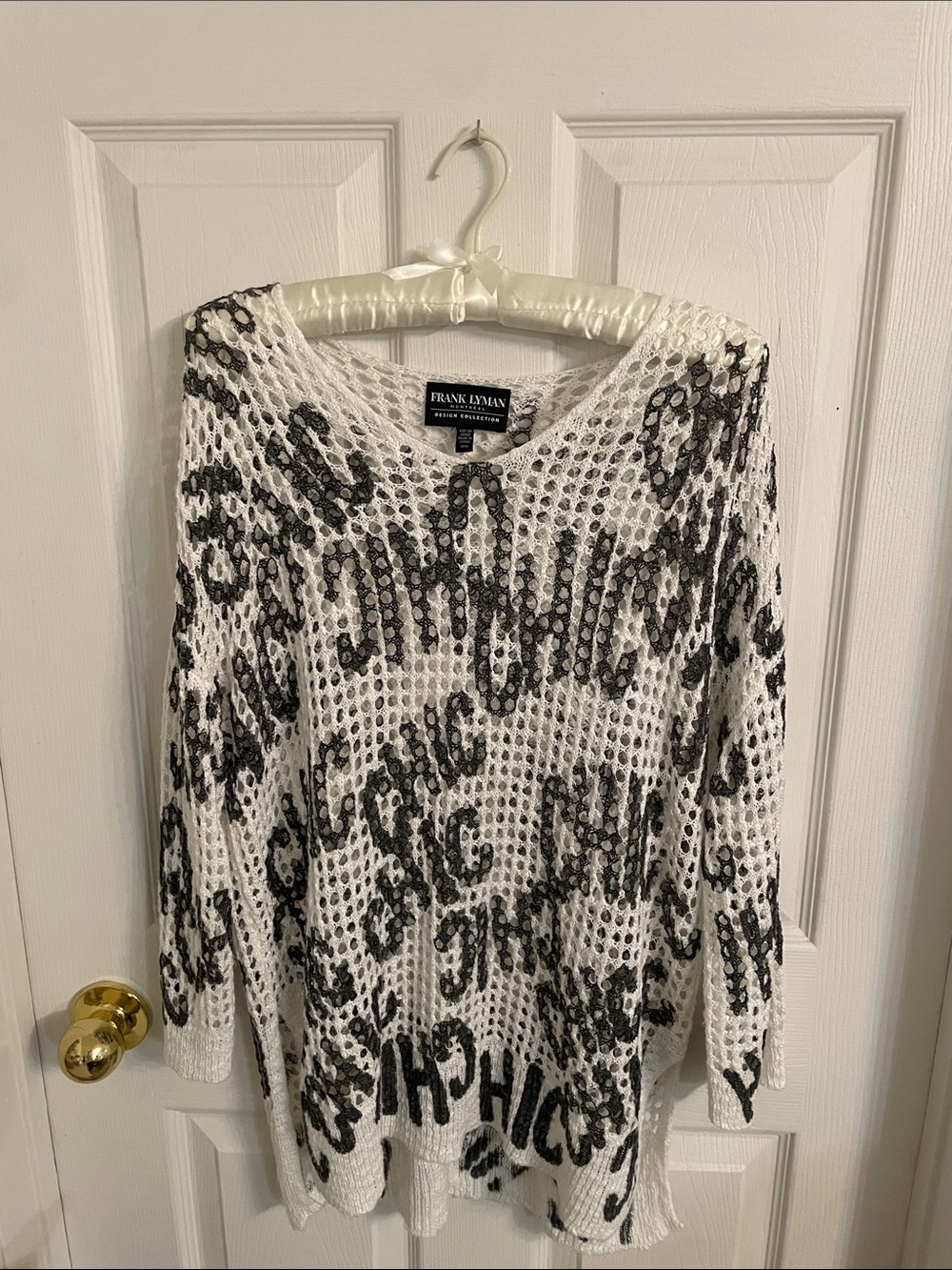 🩴✨ FRANK LYMAN Open Knit Graphic Sweater Size M - Picture 4 of 7